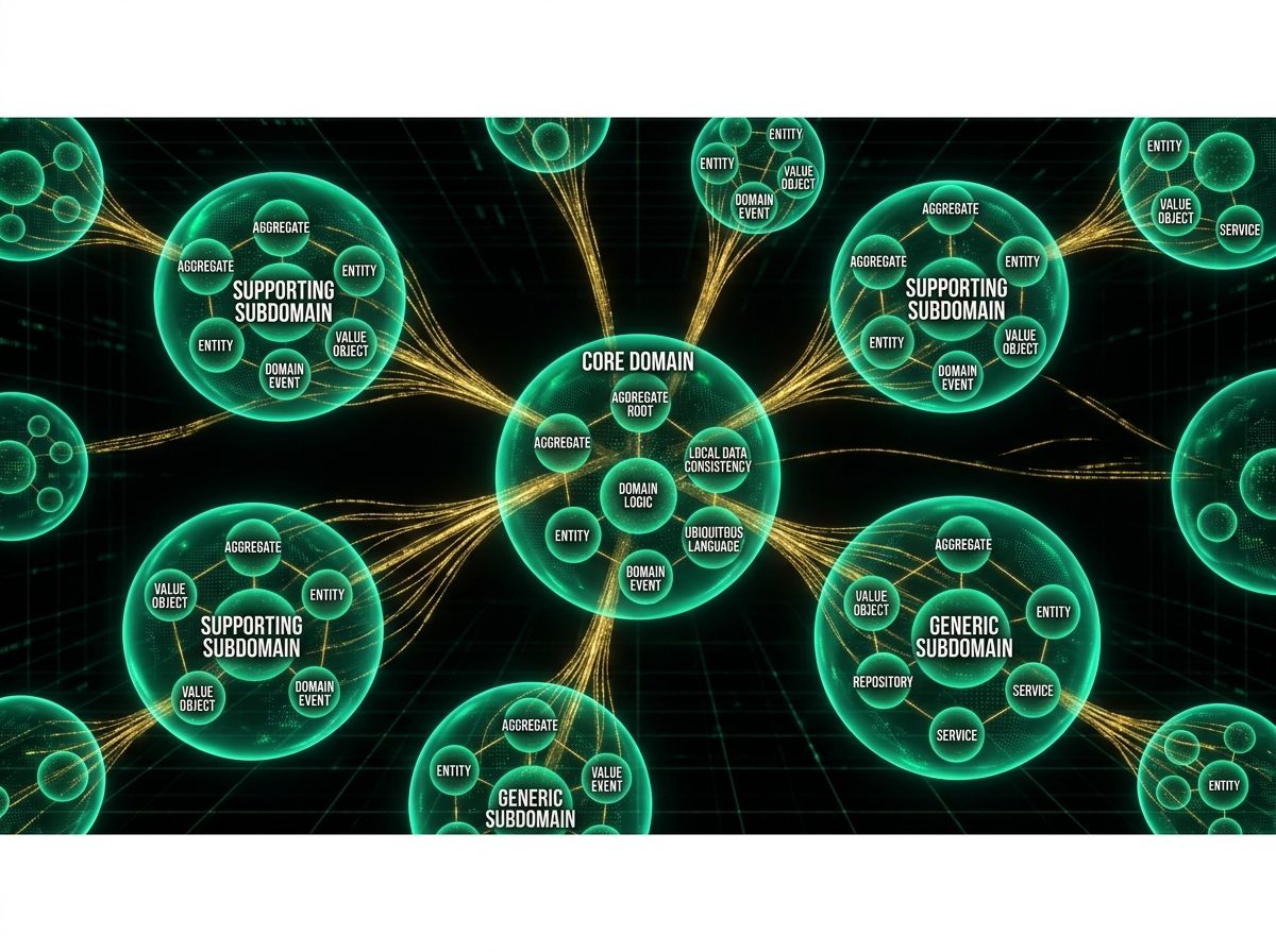 ภาพประกอบสถาปัตยกรรมซอฟต์แวร์ที่ออกแบบร่วมกับ AI ในสไตล์ Deep Tech
