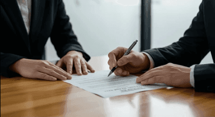Business contract signing